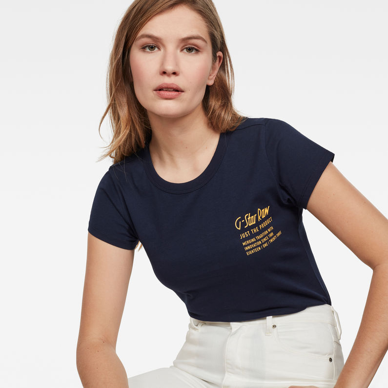 G-Star RAW® Rei Slim T-Shirt Donkerblauw detail shot