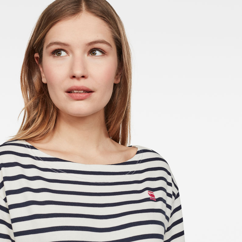 G-Star RAW® Sweat Xzyph Yarn Dyed Stripe Bleu moyen detail shot