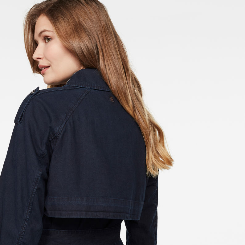 G-Star RAW® Trench Denim Loose Bleu foncé detail shot