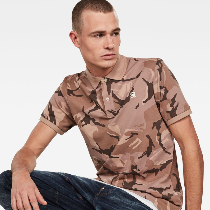 G-STAR® Camo Allover Slim Polo Pink