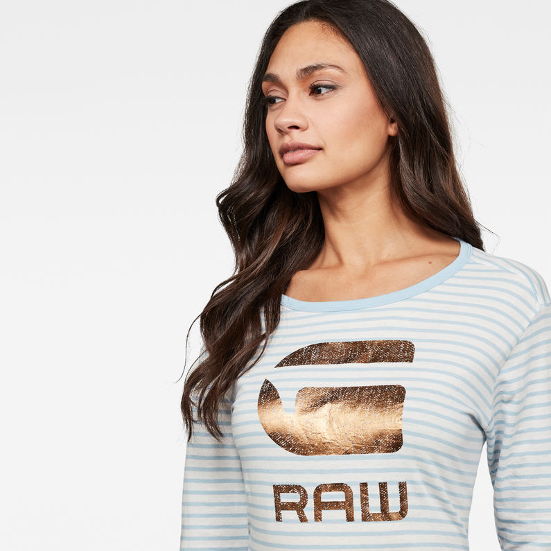 G-Star RAW® Graphic 21 Striped T-Shirt Hellblau detail shot