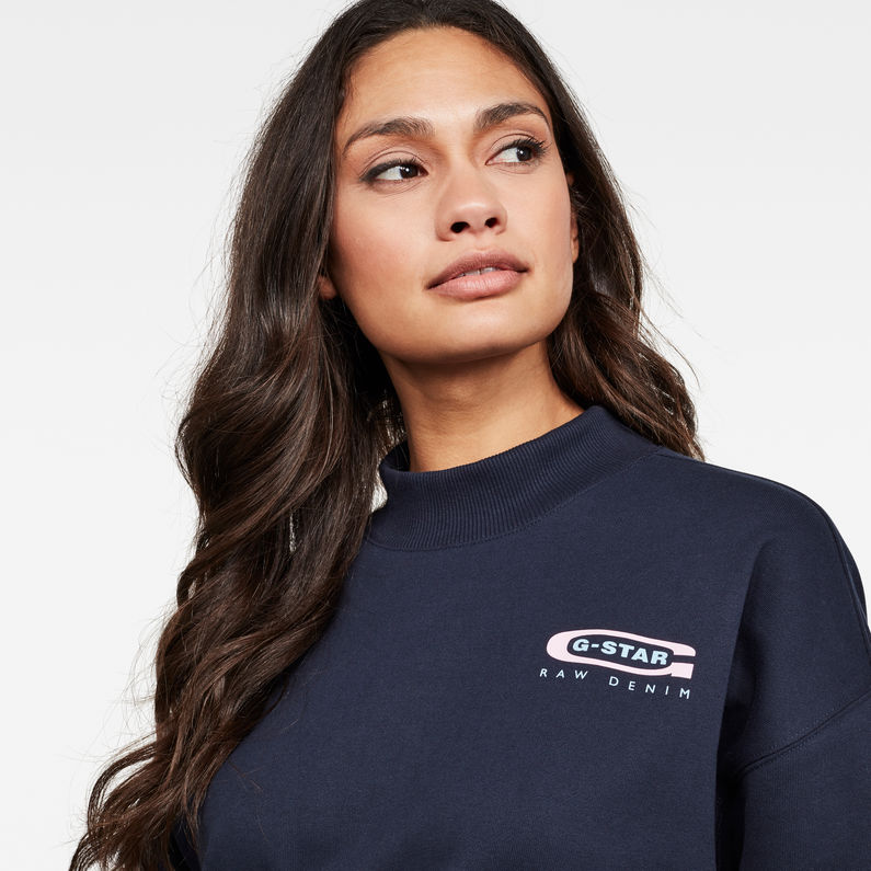 G-Star RAW® Sweat Rei Loose Collar Bleu foncé detail shot