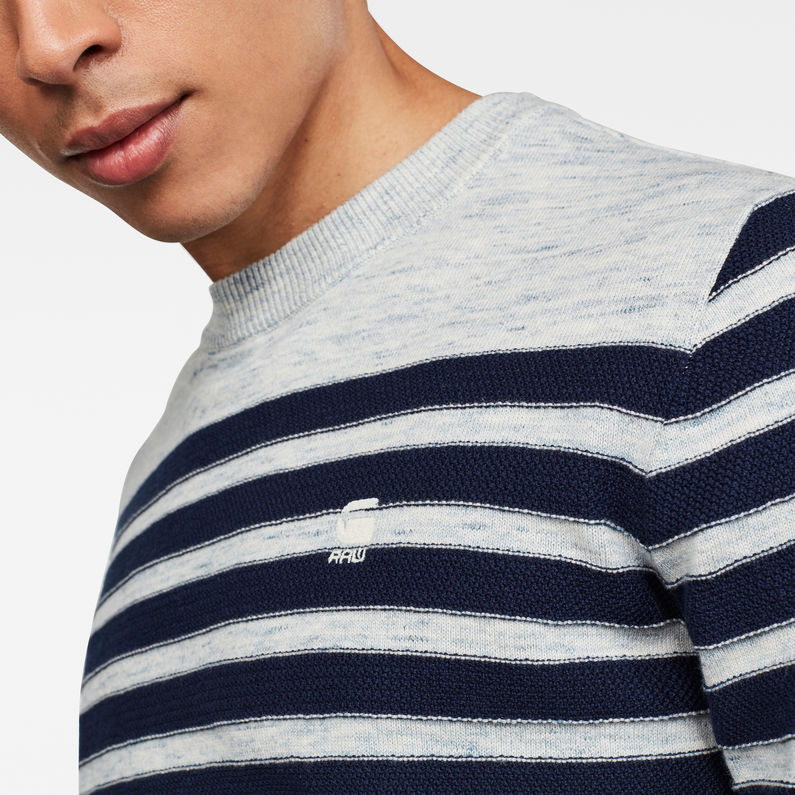 G-Star RAW® Stripe Crew Neck Knitted Sweater Light blue detail shot