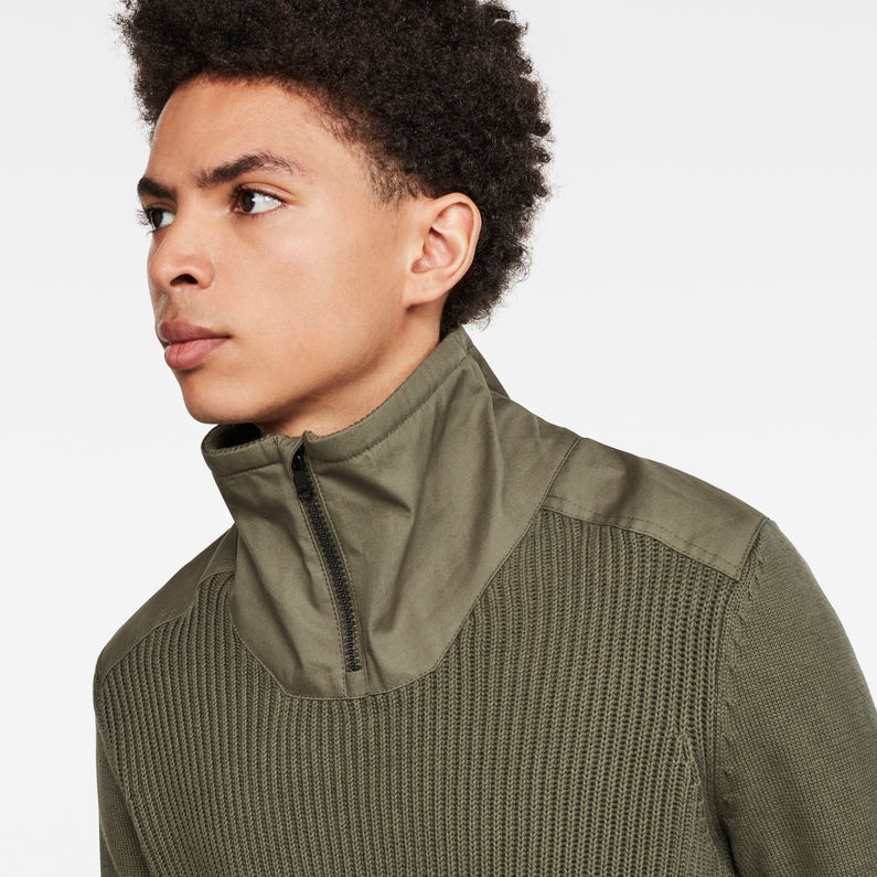 G-Star RAW® Dast Half Zip Sweater Green detail shot