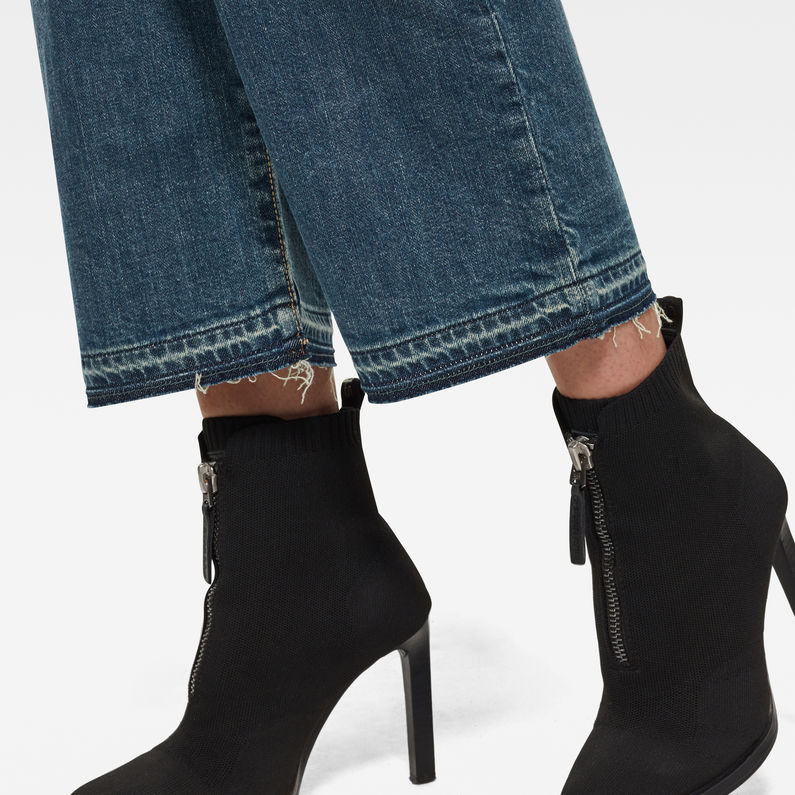 G-Star RAW® Jean Tedie Ultra High Straight Ripped edge Ankle C Bleu moyen