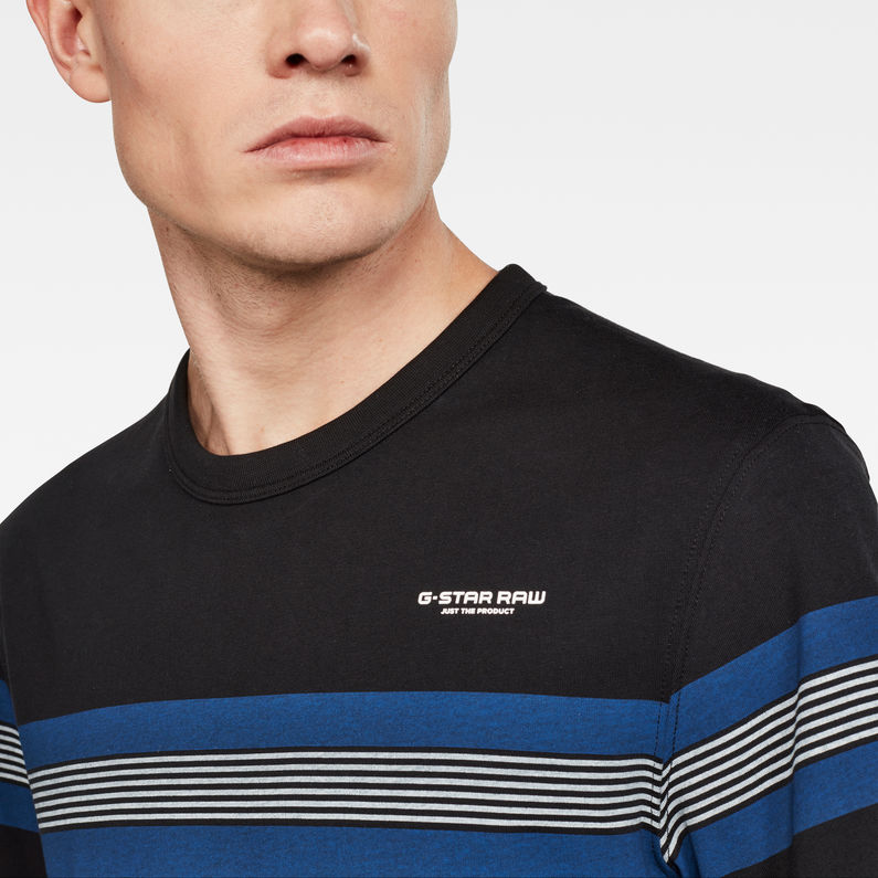 G-Star RAW® T-shirt Stainlo Stripe Allover Bleu foncé detail shot