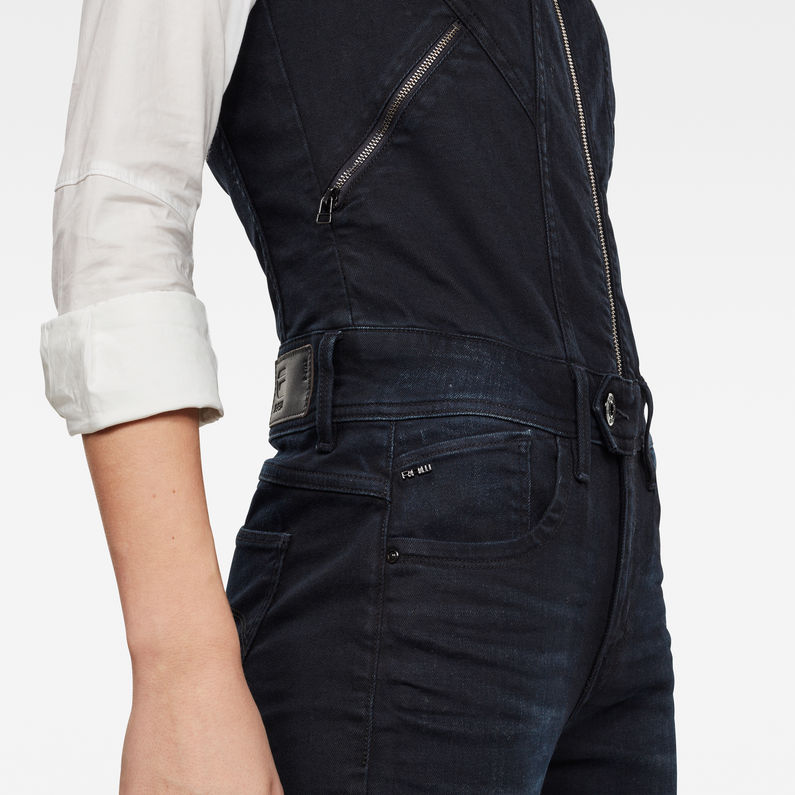 G-STAR® Lynn 2-Zip Slim Jumpsuit Donkerblauw detail shot