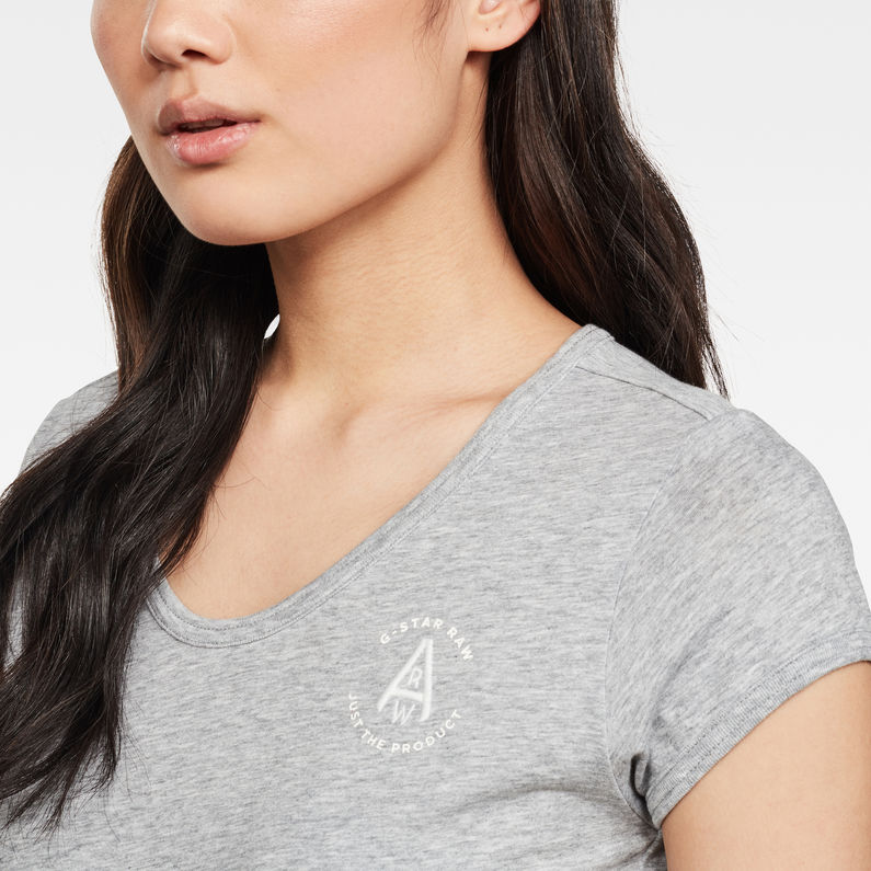 G-Star RAW® Circle GR Eyben Ringer Slim U-Neck Top グレー detail shot