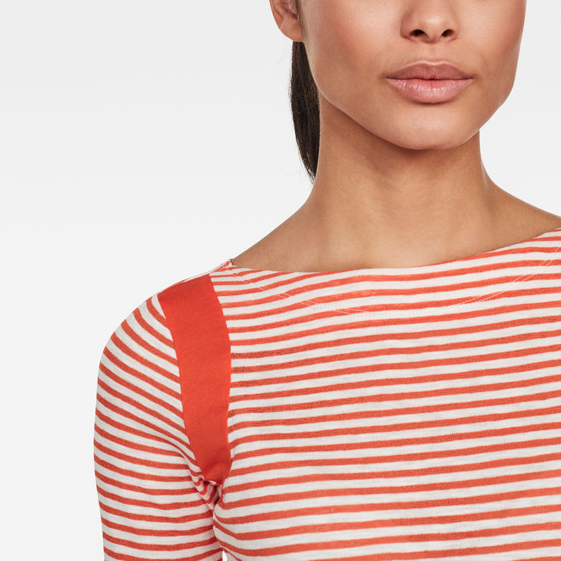 G-Star RAW® Zovas Yarn Dyed Stripe Slim Top Orange detail shot