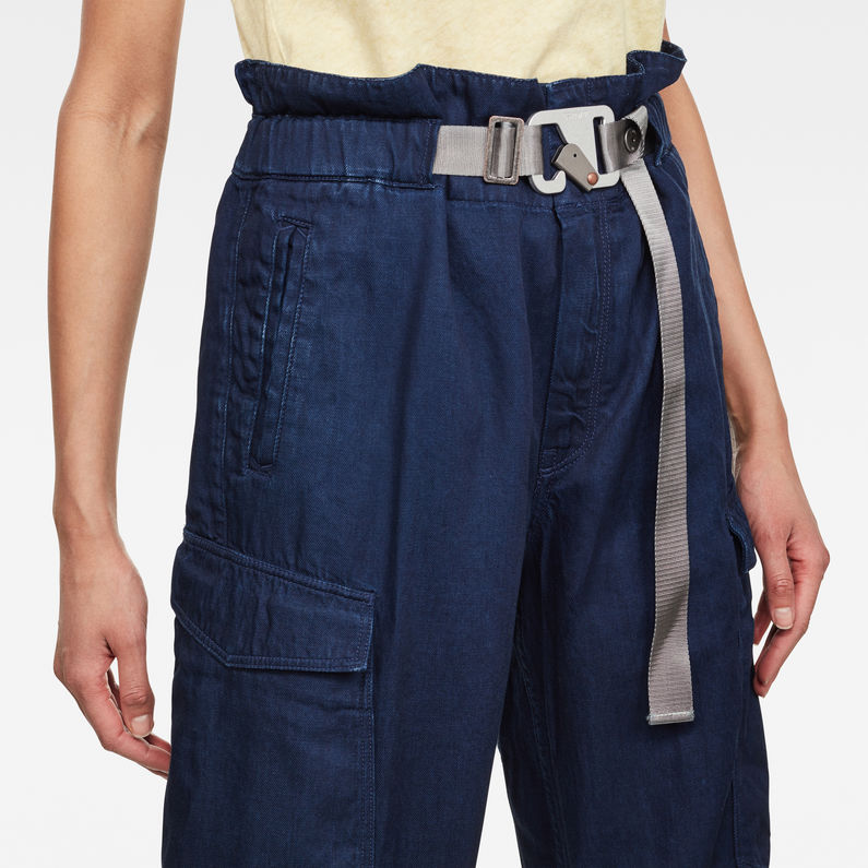G-STAR® Pantalon Paperbag Wide Leg Bleu foncé detail shot