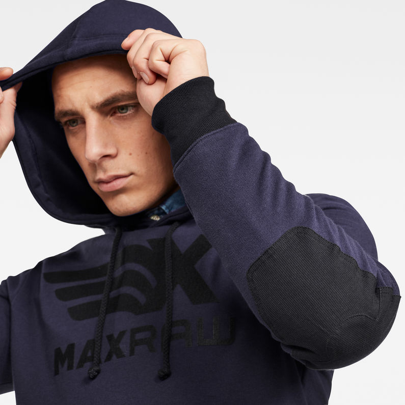 G-Star RAW® Max Graphic Hooded Sweater Dark blue detail shot