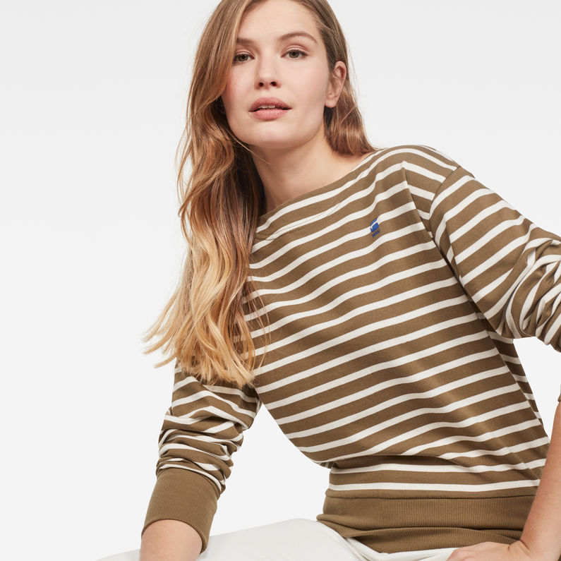 G-Star RAW® Xzyph Yarn Dyed Stripe Sweater Brown detail shot