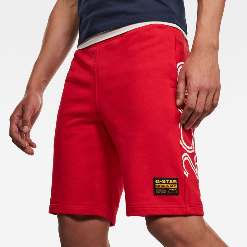G-STAR® Olymp Relaxed Sweat Shorts Red detail shot