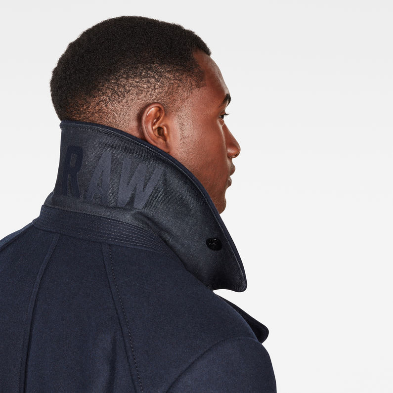 G-STAR® Traction Wollen Peacoat Jas Donkerblauw detail shot