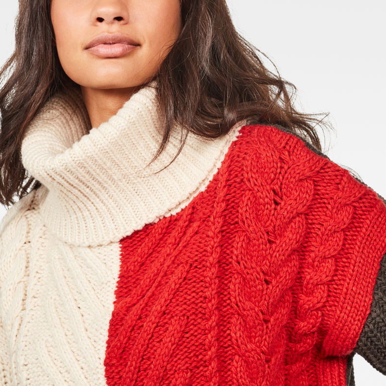 G-STAR® Weet Turtleneck Knitted Sweater White detail shot