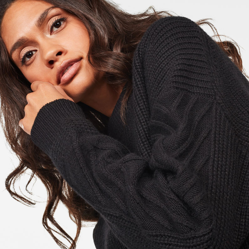 G-STAR® Weet Turtleneck Knitted Pullover Schwarz detail shot