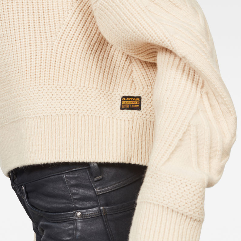 G-STAR® Weet Turtleneck Knitted Sweater White detail shot