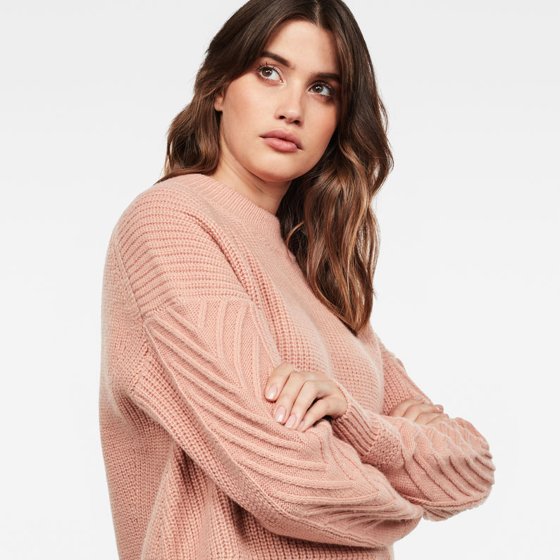G-STAR® Weet Turtleneck Knitted Sweater Pink detail shot