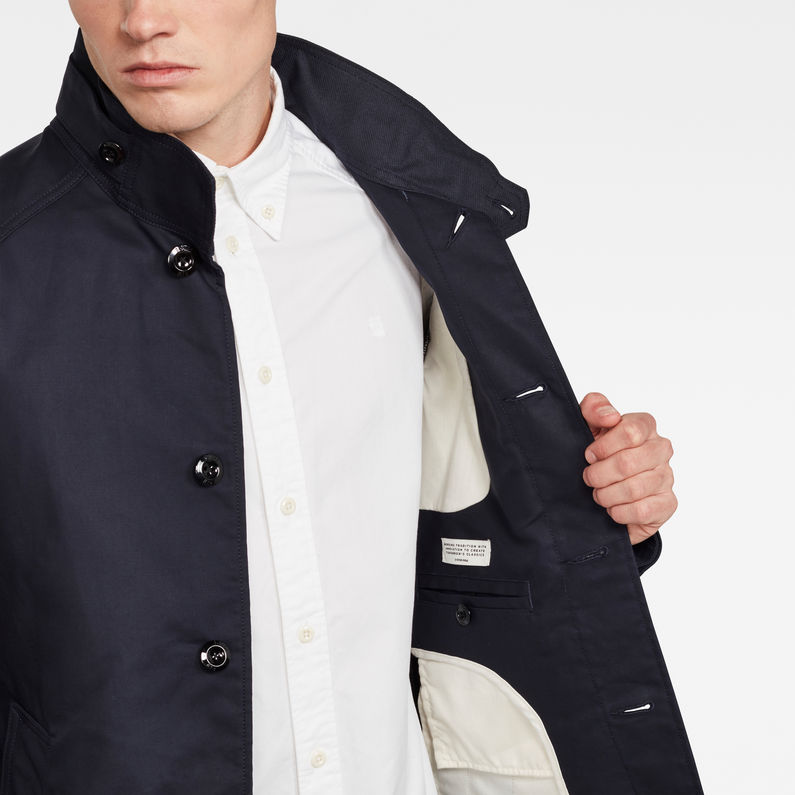 G-Star RAW® Scutar Half Lined Trenchcoat Donkerblauw detail shot