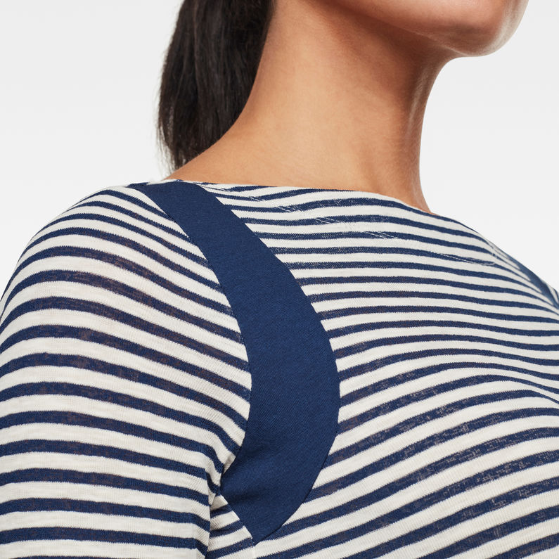 G-Star RAW® Zovas Yarn Dyed Stripe Slim Top Medium blue detail shot