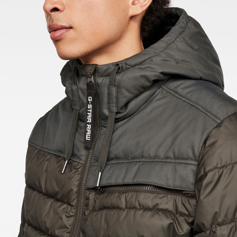 G-STAR® Attacc Quilted Hooded Jacket Grey detail shot