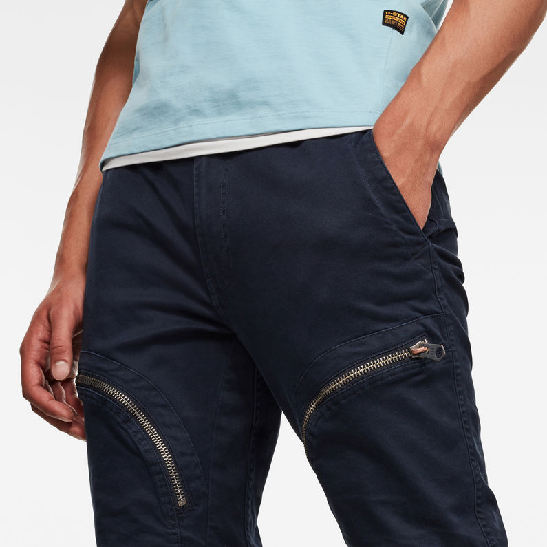 G-Star RAW® Air Defence Zip 3D Sport Cuffed Slim Pants ダークブルー detail shot