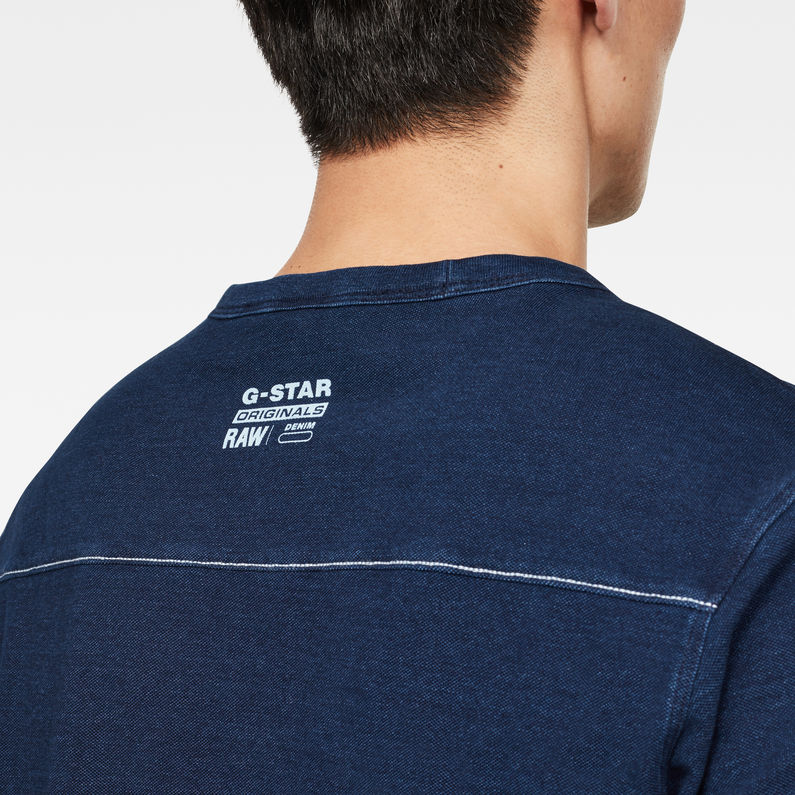 G-Star RAW® T-shirt Indigo RAW Embro GR Pocket Bleu foncé detail shot