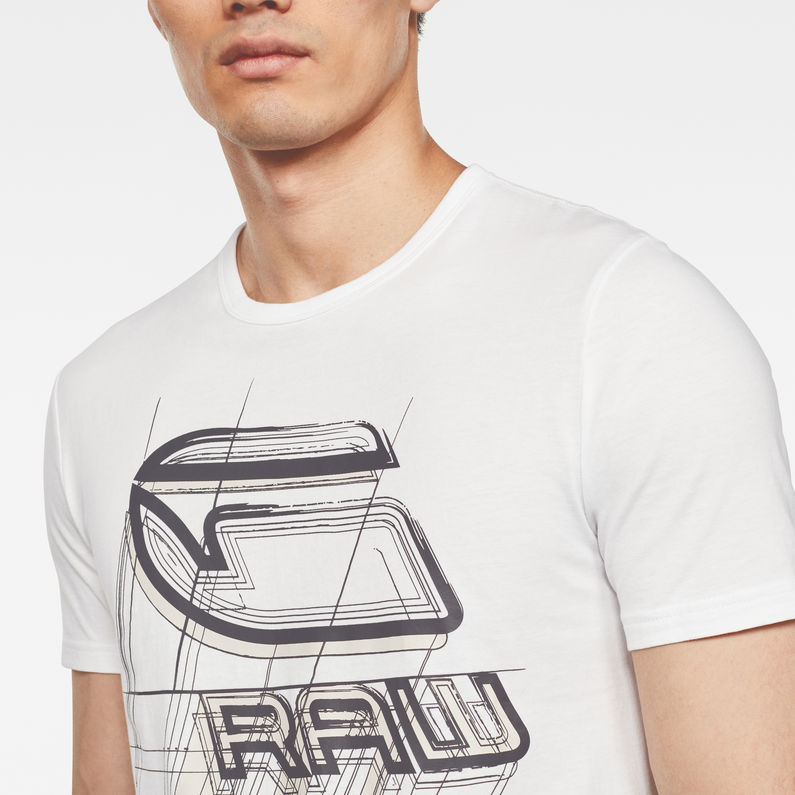 G-Star RAW® Perspective Logo GR Slim Round Neck T-Shirt ホワイト detail shot