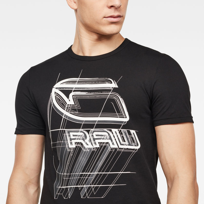 G-Star RAW® Perspective Logo GR Slim T-Shirt Zwart detail shot
