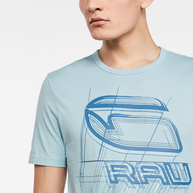 G-Star RAW® T-shirt Perspective Logo GR Slim Bleu clair