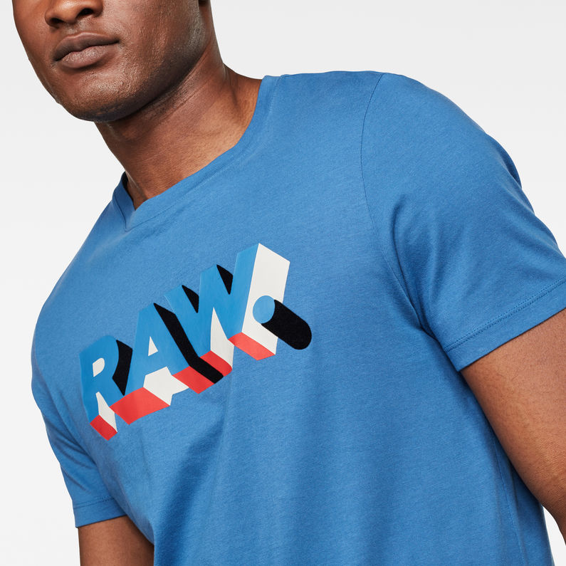 G-Star RAW® RAW. Text Slim T-Shirt Mittelblau detail shot