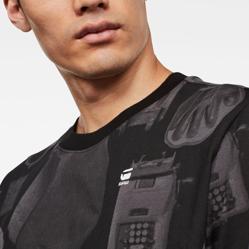 G-Star RAW® Lash Materials Allover GR T-Shirt Black detail shot