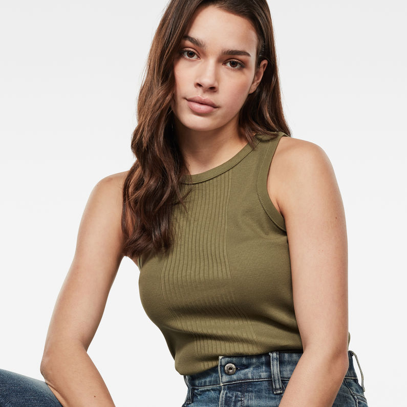 G-Star RAW® Rib Slim Tanktop Grün detail shot