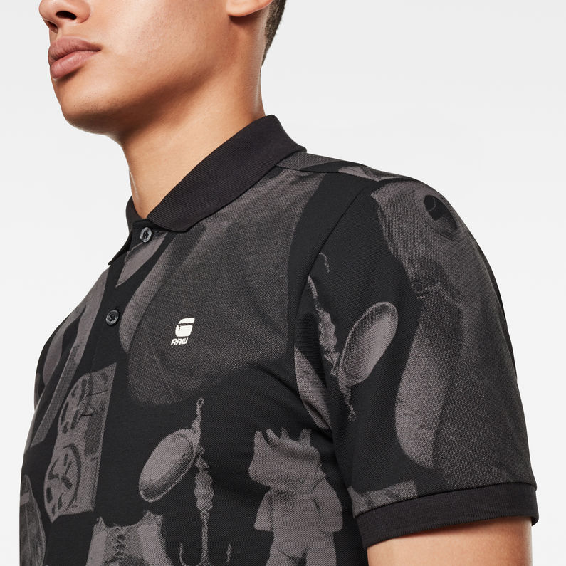 G-Star RAW® Dunda Materials Allover Graphic Slim Poloshirt Schwarz
