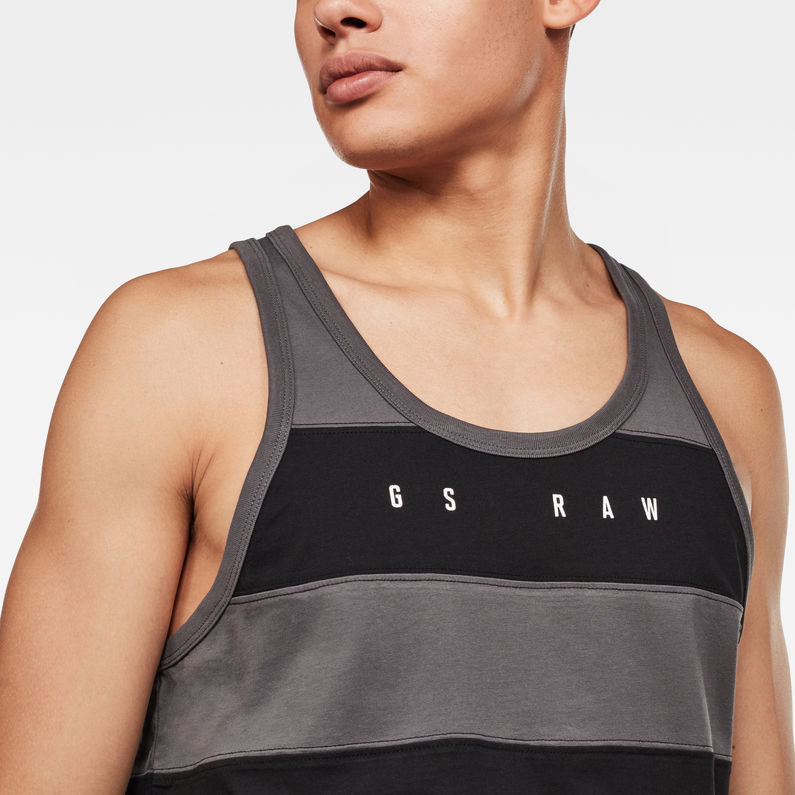 G-STAR® Block Stripe GR Tank Top Black detail shot