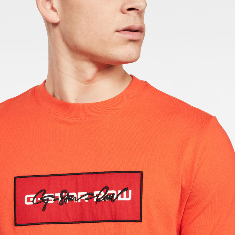 G-Star RAW® Box Logo Embro GR T-Shirt Orange detail shot