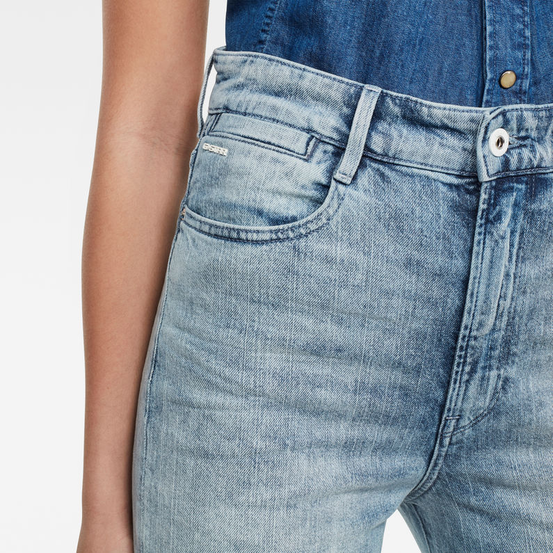 G-Star RAW® Tedie Ultra High Straight Ripped Edge Ankle Jeans Lichtblauw