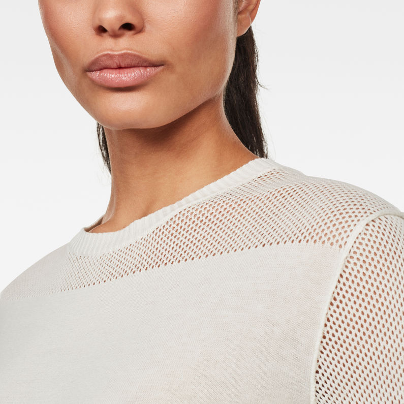 G-Star RAW® Inqar Mesh Knitted Top Beige detail shot