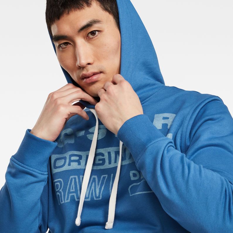 G-Star RAW® Originals Hooded Sweatshirt Mittelblau detail shot