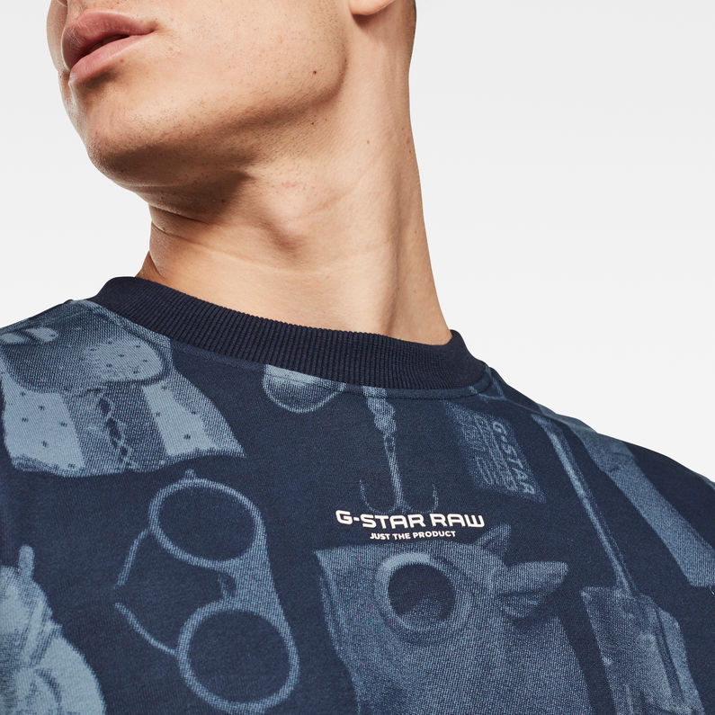 G-Star RAW® Materials Allover GR Sweater Midden blauw detail shot