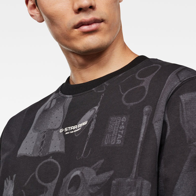 G-Star RAW® Materials Allover GR Sweater Zwart detail shot