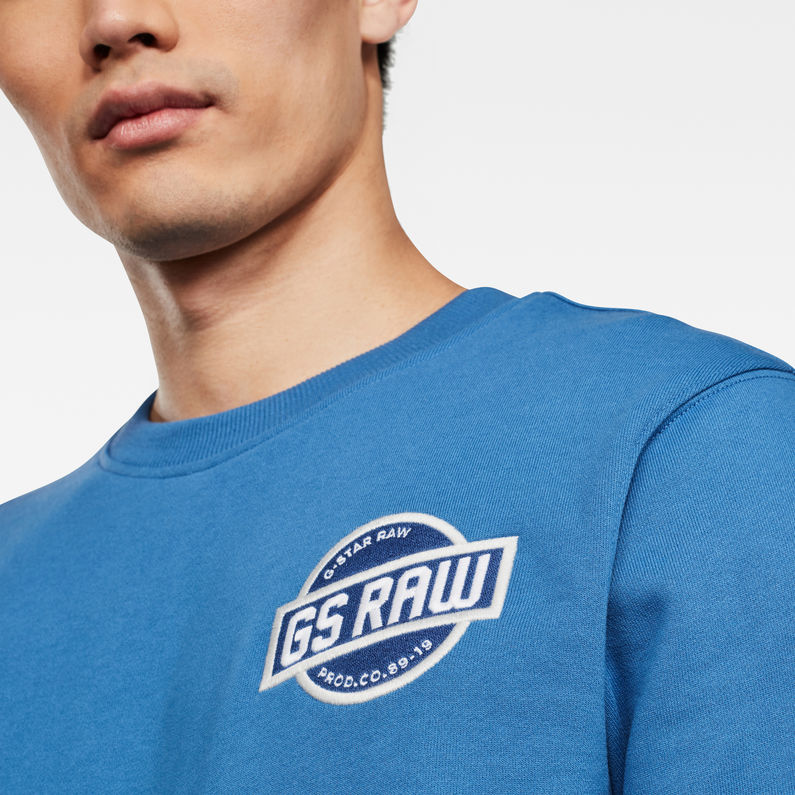 G-Star RAW® Chest Logo GR Sweater Medium blue detail shot
