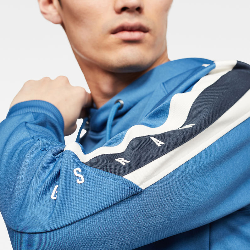 G-Star RAW® Side Stripe Hooded Sweater Medium blue detail shot