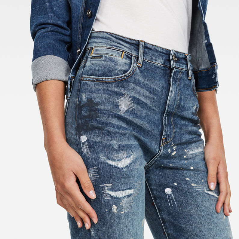 G-STAR® Tedie Ultra High Straight Ripped Edge Ankle Jeans Medium blue