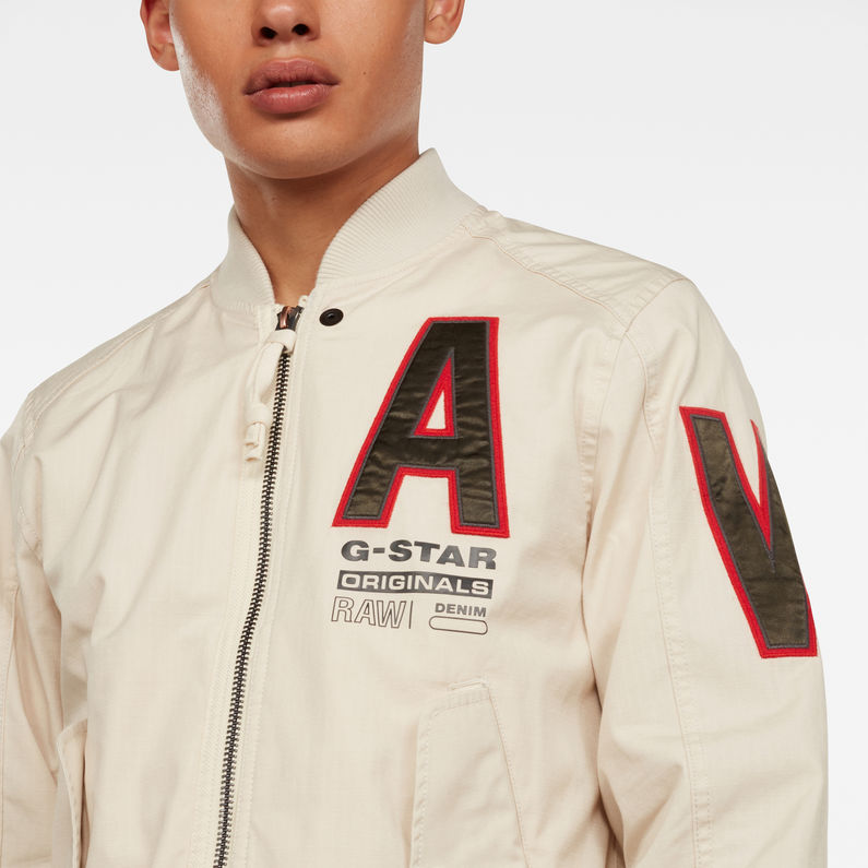 G-Star RAW® Arris Unpadded Artwork Bomberjacke Beige detail shot