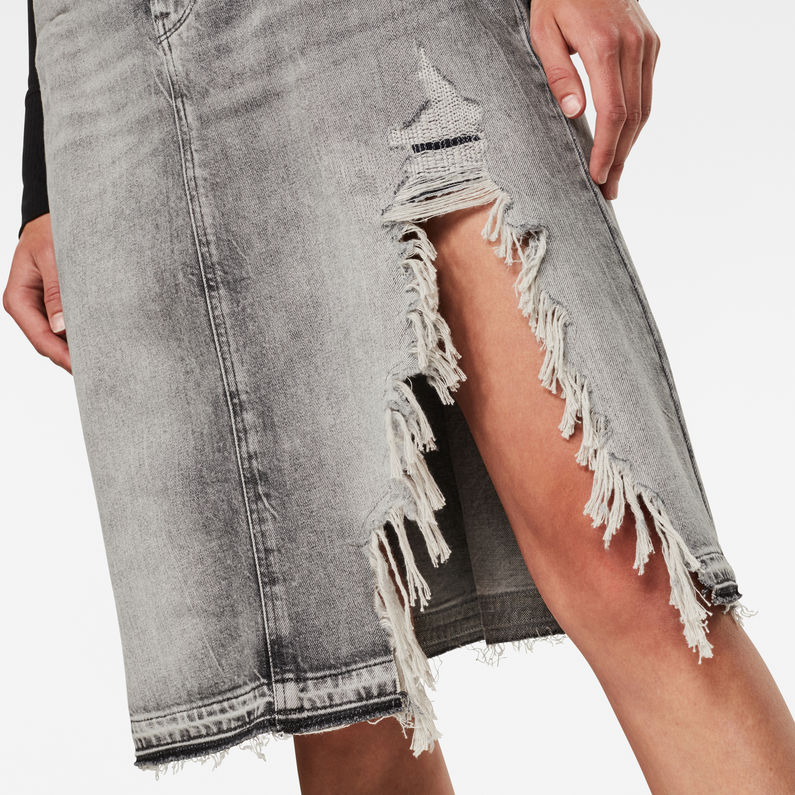 G-STAR® 3301 A-line Midi Ripped Edge Skirt Grey