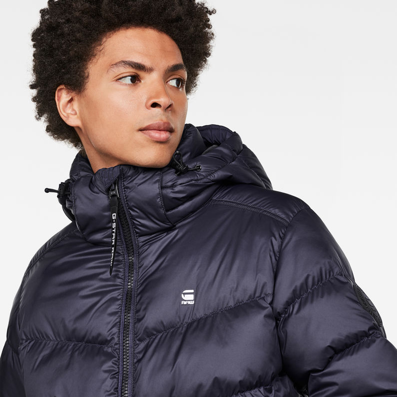 G-Star RAW® Whistler Puffer Jas Met Capuchon Donkerblauw detail shot