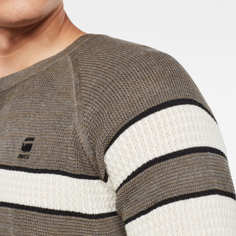 G-Star RAW® Raglan Block Stripe Knitted Sweater Grey detail shot