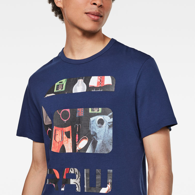 G-Star RAW® Graw Photo Graphic T-Shirt Bleu foncé detail shot