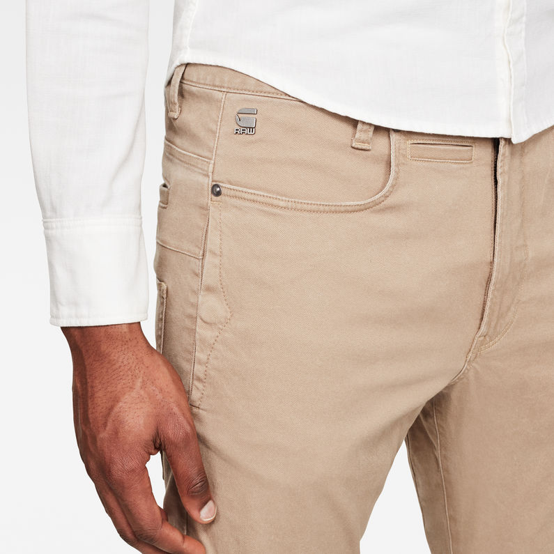 G-STAR® Pantalon D-Staq 3D Slim Beige detail shot